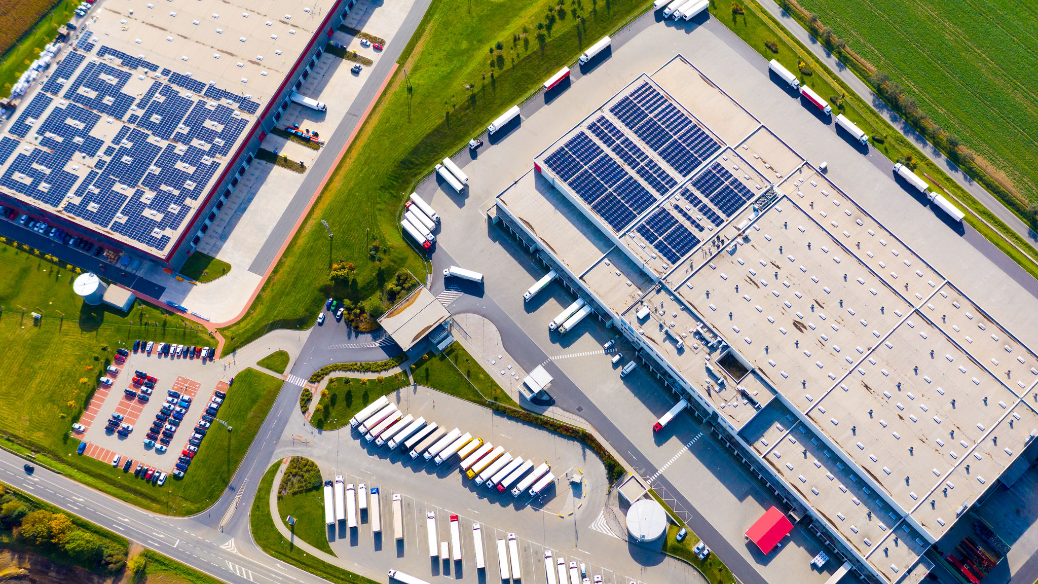 solar panels on warehouse