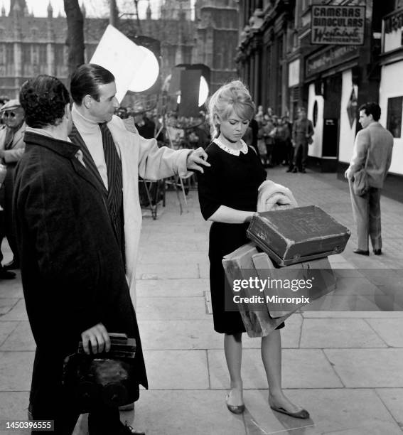 French actress Brigitte Bardot filming Babette Goes to War in London. 12th April 1959.