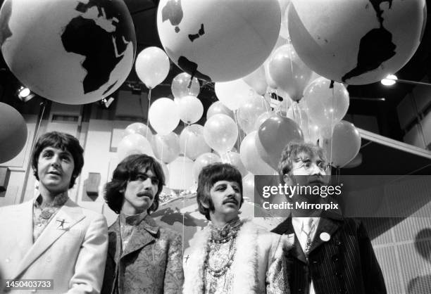 The Beatles on the television programme Our World. The programme will feature The Beatles performing a new song All You Need Is Love which has been...