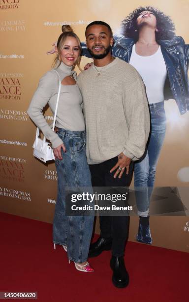 Sarah Richards and Aston Merrygold attend the London Premiere of "I Wanna Dance With Somebody" at The Ham Yard Hotel on December 19, 2022 in London,...
