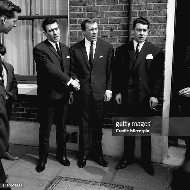 Reginald Kray, Charlie Kray and Ronald Kray outside their family home in Valance Road London's East End after the twins Reggie and Ronnie were...