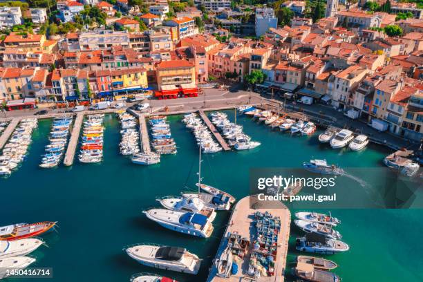 aerial view of cassis provence-alpes-cote d'azur marseille france - cassis stock pictures, royalty-free photos & images