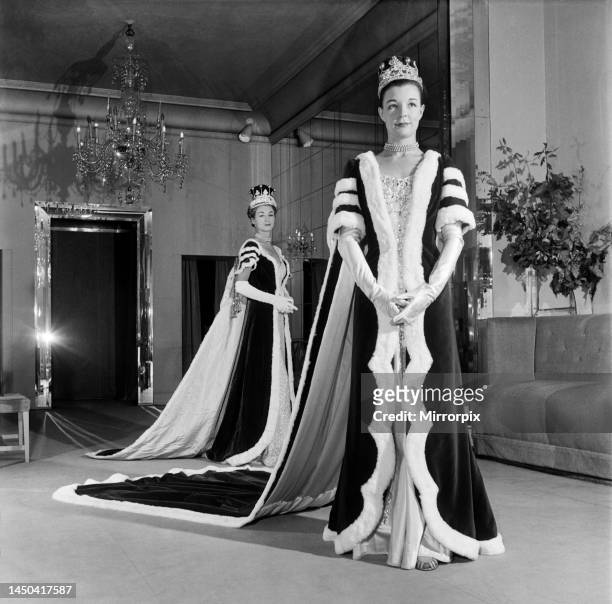 Norman Hartnell's coronation robes for peeresses. October 1952.