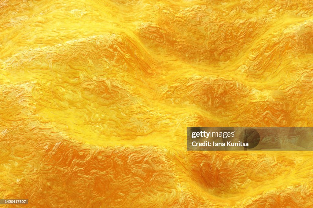 Futuristic abstract gold background. 3D pattern desert dunes.