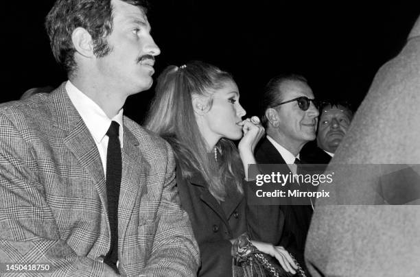 Brian London versus Cassius Clay: Actress Ursula Andress watches the fight. 8th August 1966.