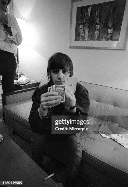 The Beatles 1964 Summer Tour of United States and Canada. Ringo Starr in his room at the Lafayette Motor Inn, Atlantic City, New Jersey during the...