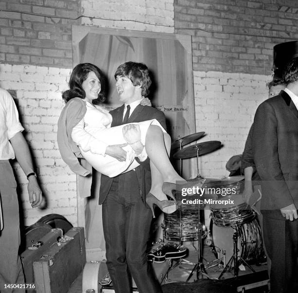 Paul McCartney at the Futurist theatre in Scarborough with Cherry Rowland one of their co-stars on 9th August 1964.