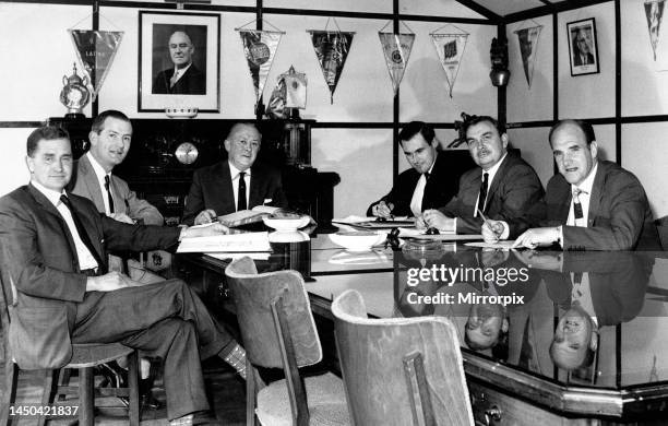 Cardiff City Football Club directors pictured in the boardroom. Manager Jimmy Scoular, . 22nd August 1964.