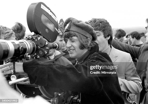 The Beatles filming of Help in Sailsbury Plain, with Ringo behind the camera, Monday 3rd March 1965.
