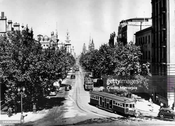 Melbourne City Skyline, Australia 1954Collins Street looking west from Spring Street eastern boundary of Melbourne city.