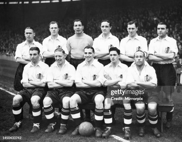 England Football Team line up at Old Trafford, Manchester ahead of their Home International match against the Republic of Ireland, won by the home...