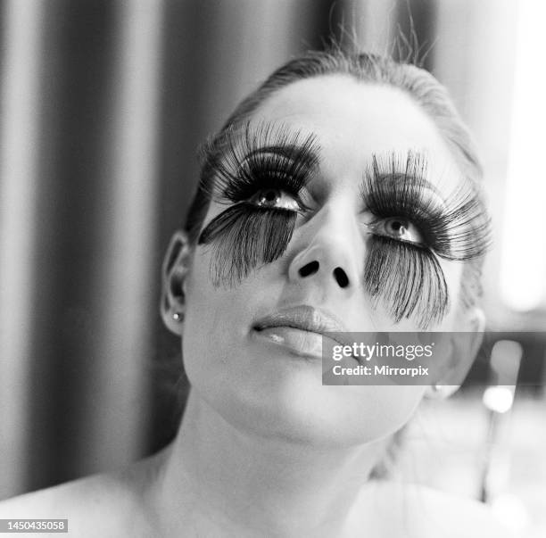 Woman wearing the longest eye lashes in the world. 19th January 1968.