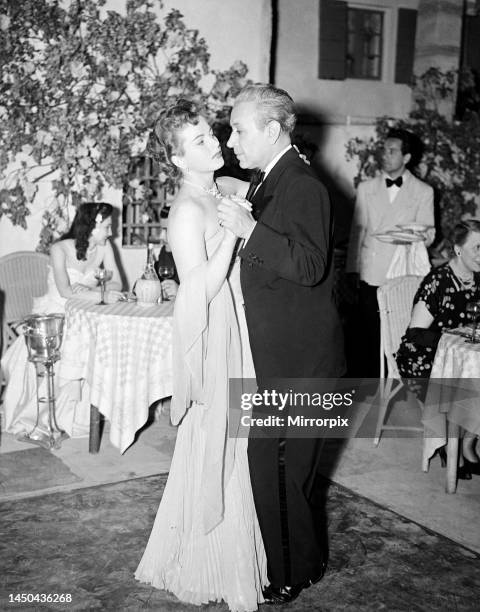 George Raft and Coleen Gray in the tango scene from film I'll Get You for This. 21/6/1950.
