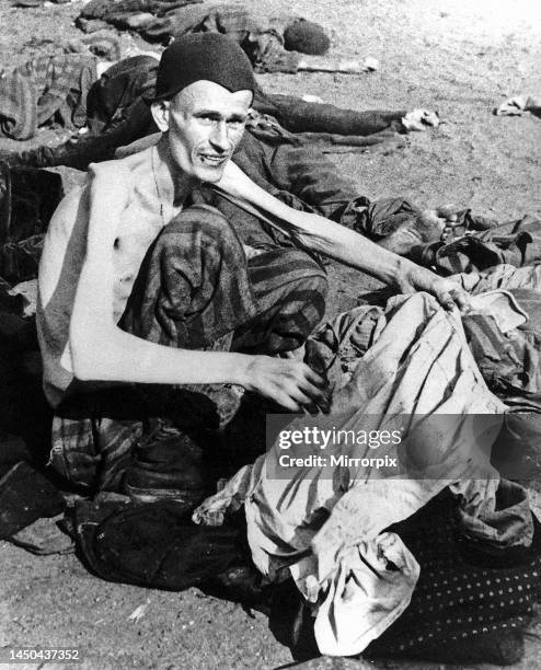 An emaciated prisoner from Belsen after the liberation by allied forces.