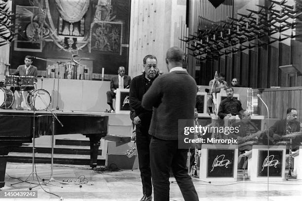 Duke Ellington recording a concert for ABC Television in Coventry Cathedral. 24th February 1966.