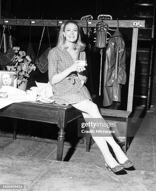 Vanessa Redgrave, backstage at the Wyndham Theatre before rehearsals for the play Prime of Miss Jean Brodie. 3rd May 1966.
