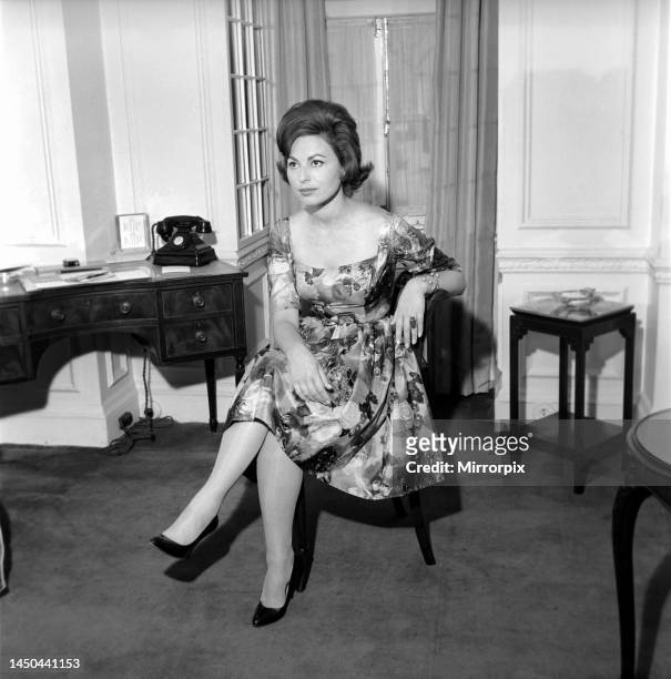 Actress Haya Harareet seen here in her London Hotel room. 3rd June 1960.