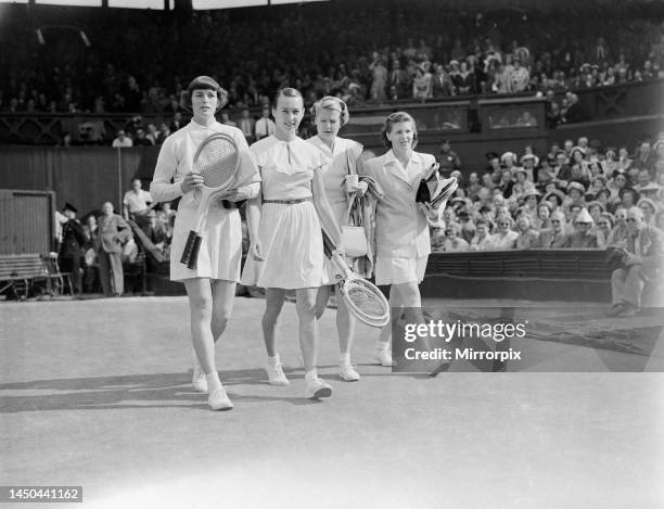 Wimbledon Women's Double Final Mrs Todd and Gertrude Moran v Louise Brough and Mrs Du Pont. July 1949.