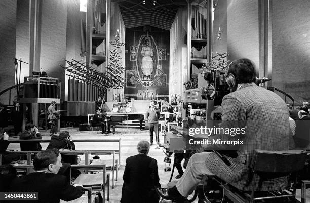 Duke Ellington recording a concert for ABC Television in Coventry Cathedral. 24th February 1966.