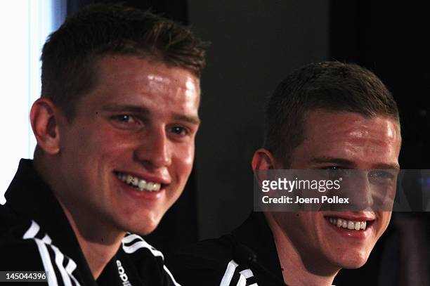 Sven and Lars Bender attend the Germany press conference at Hotel Chateau de Camiole on May 23, 2012 in Callian, France.