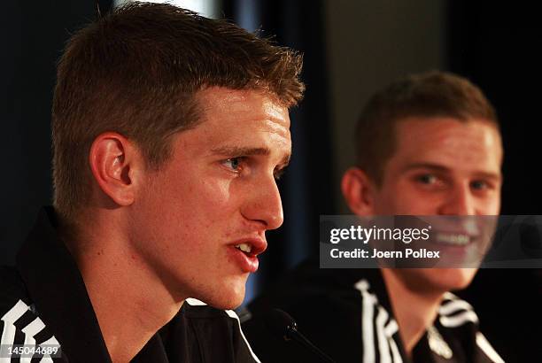 Sven and Lars Bender attend the Germany press conference at Hotel Chateau de Camiole on May 23, 2012 in Callian, France.