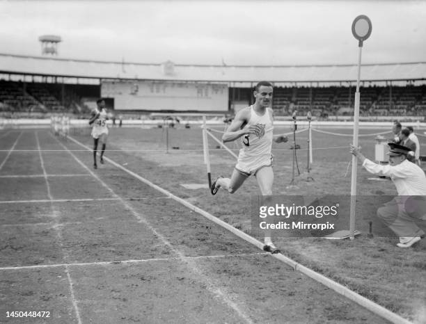 British Games Athletics meeting at White City, London. The competition was won by Britain on 76 points, beating America into second place on 74....