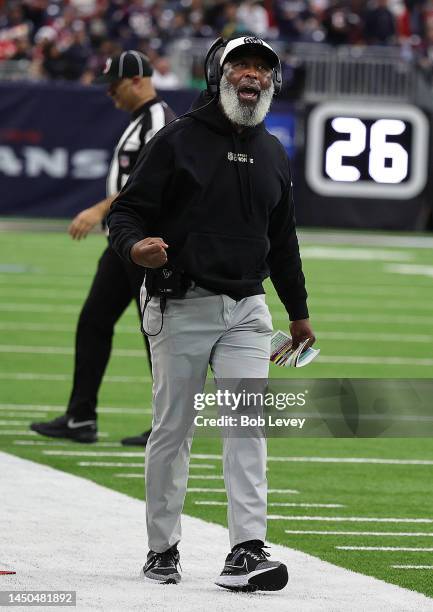 Head coach Lovie Smith of the Houston Texans against the Kansas City Chiefs at NRG Stadium on December 18, 2022 in Houston, Texas.