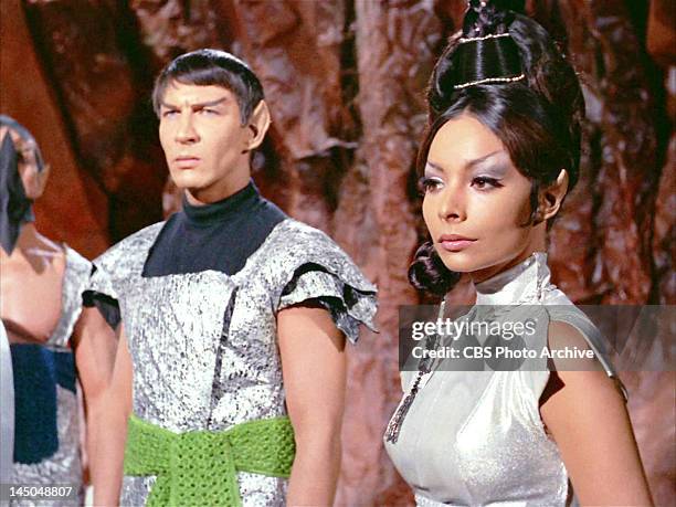 From left, Lawrence Montaigne as Stonn and Arlene Martel as T'Pring, both as Vulcans, in the STAR TREK episode, "Amok Time." Original airdate,...