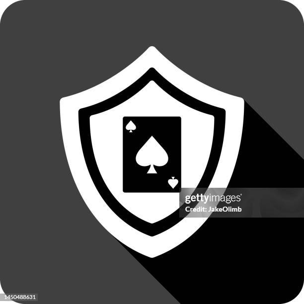 shield playing card ace icon silhouette - playing solitaire stock illustrations