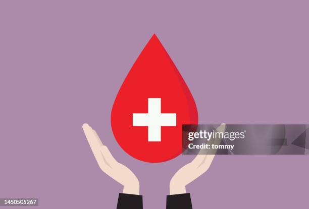 hand support a blood donation - red cross stock illustrations