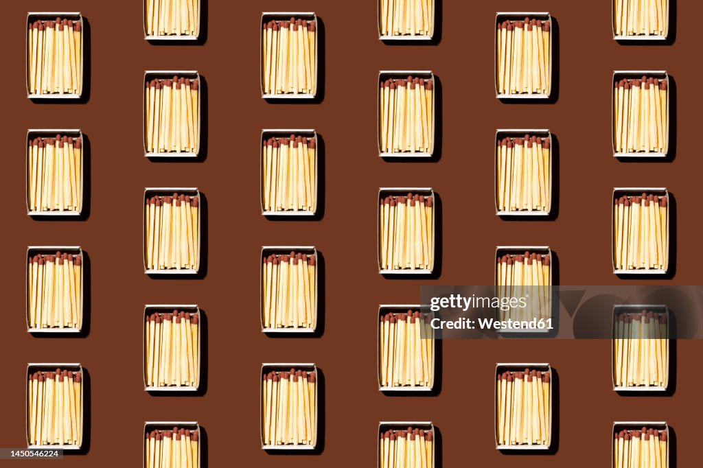 Matchboxes Background Pattern Of Rows Of Matchboxes Flat Laid Against Brown Background High ...