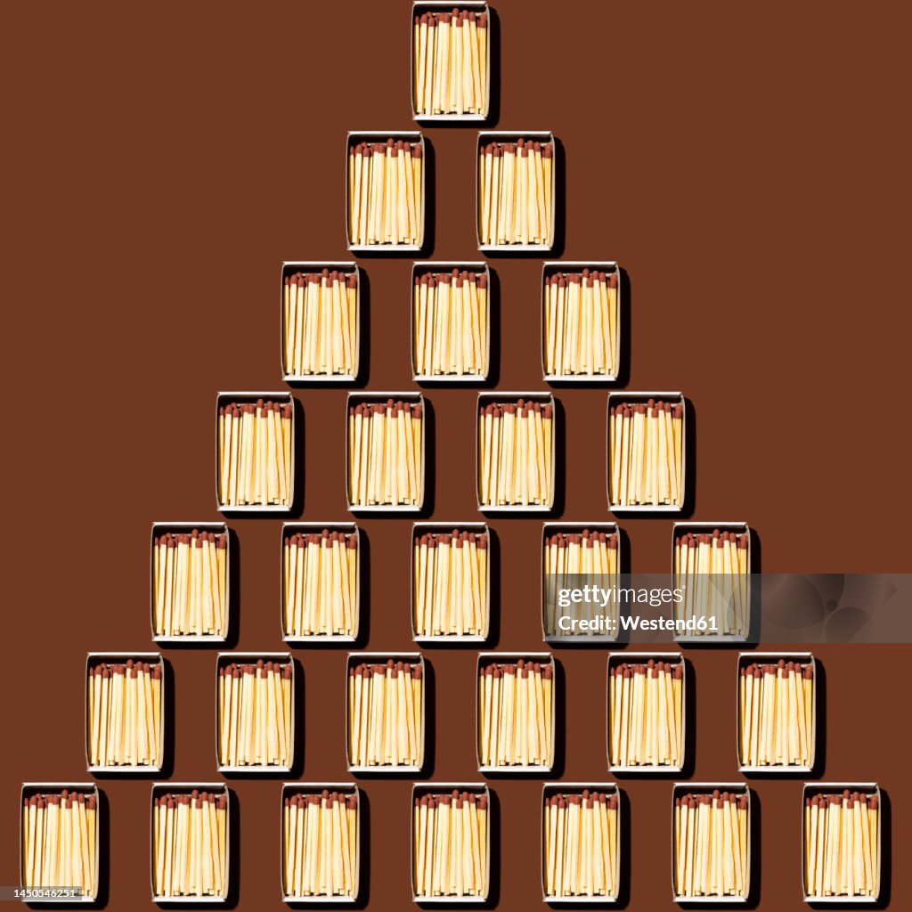 Matchboxes Background Matchboxes Flat Laid In Triangle Shape Against Brown Background High ...