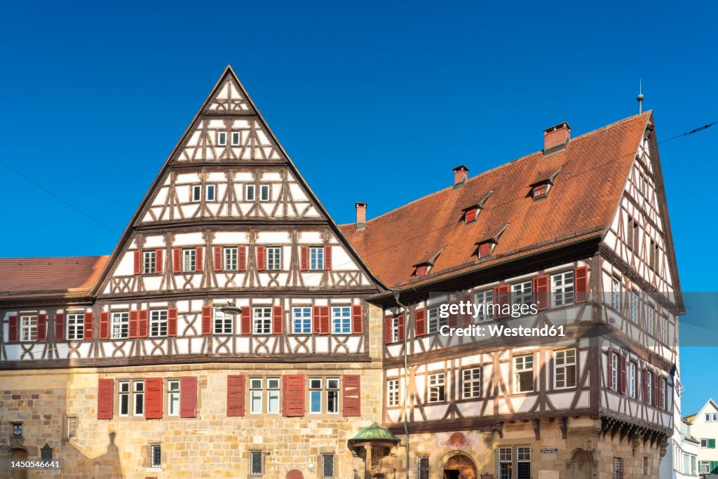 Germany, Baden-Wurttemberg, Esslingen, Historic half-timbered building at Georg-Christian-von-Kessler-Platz