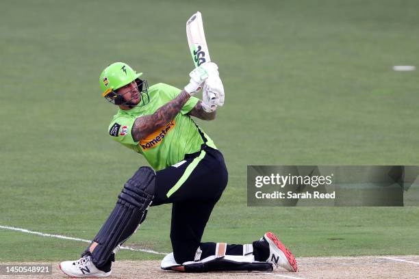 Alex Hales of the Thunder during the Men's Big Bash League match between the Adelaide Strikers and the Sydney Thunder at Adelaide Oval, on December...