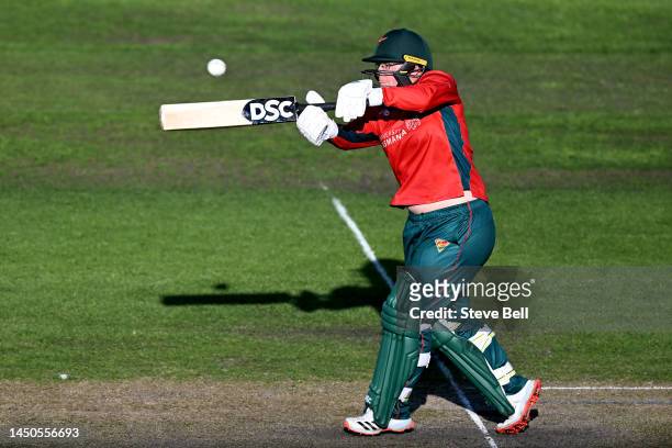 Lizelle Lee of the Tigers bats during the WNCL match between Tasmania and New South Wales at Blundstone Arena, on December 20 in Hobart, Australia.
