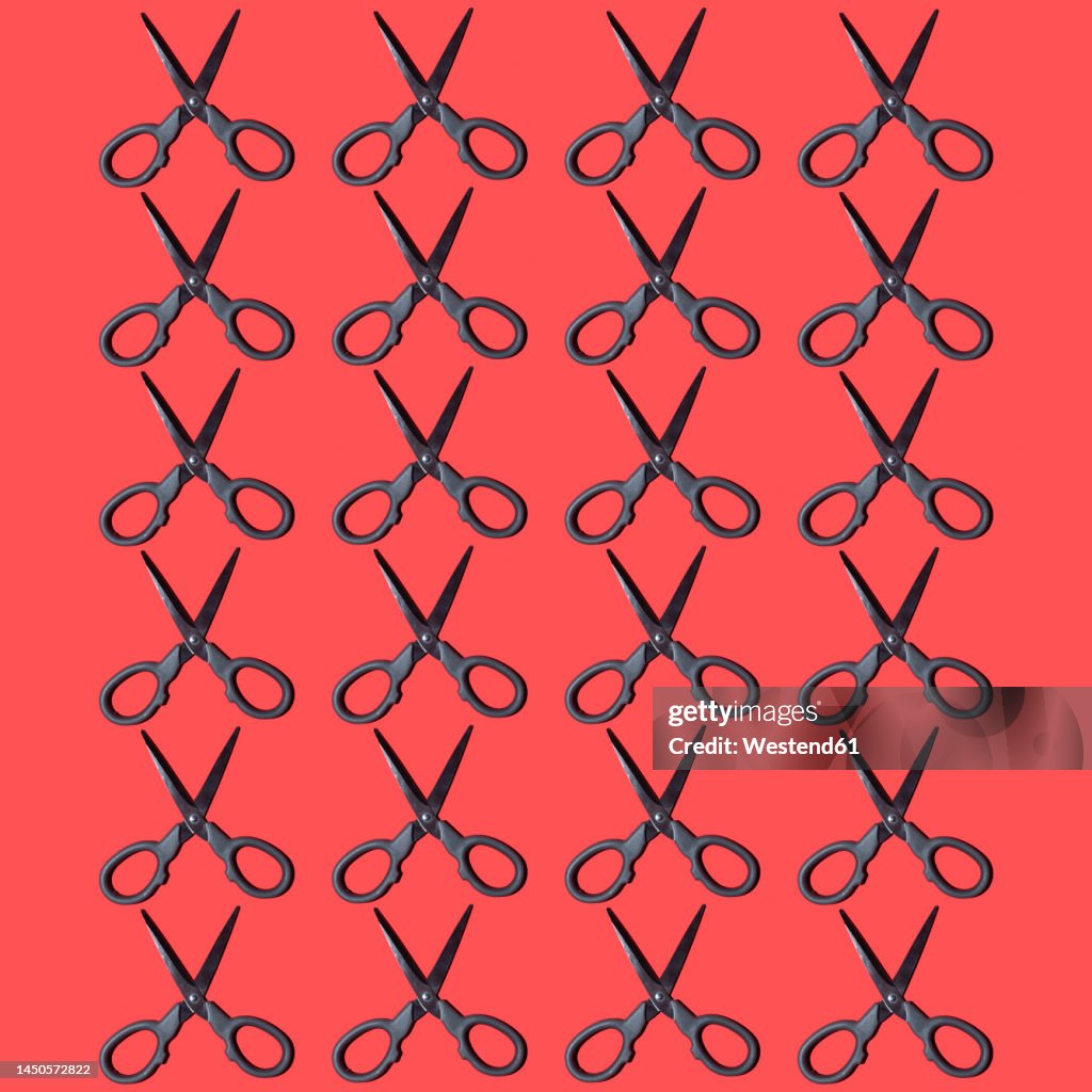 Scissors Funky Patterns Pattern Of Scissorsflat Laid Against Red Background High-Res Vector ...