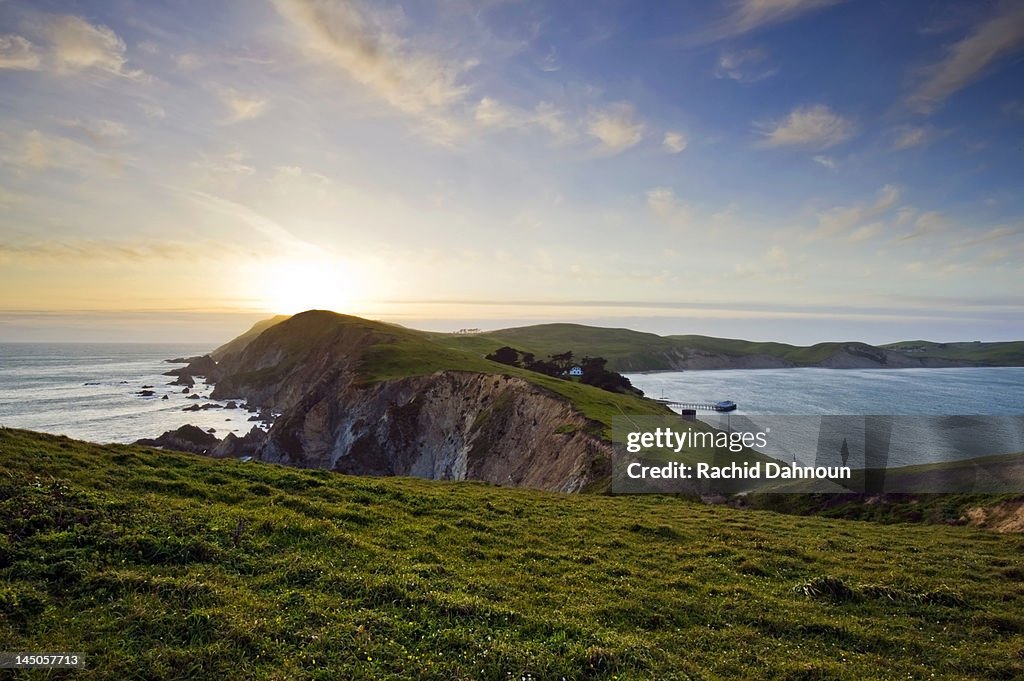 Point Reyes National Seashore at sunset on the northern California coast, USA.