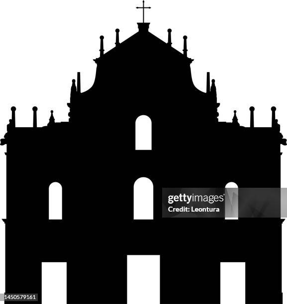 ilustraciones, imágenes clip art, dibujos animados e iconos de stock de ruinas de saint paul, macao - macao