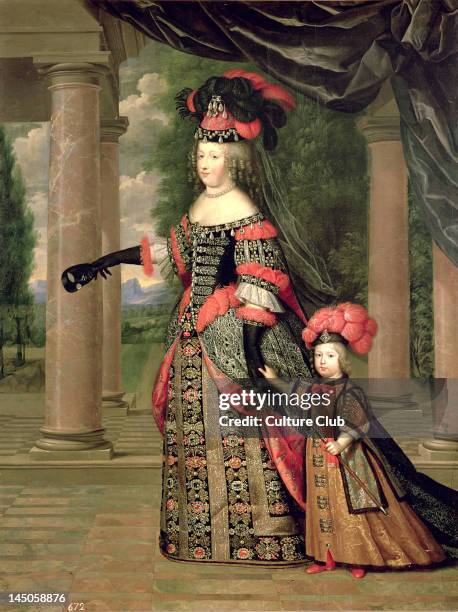 Maria Theresa wife of Louis XIV, with her son the Dauphin Louis of France after 1661