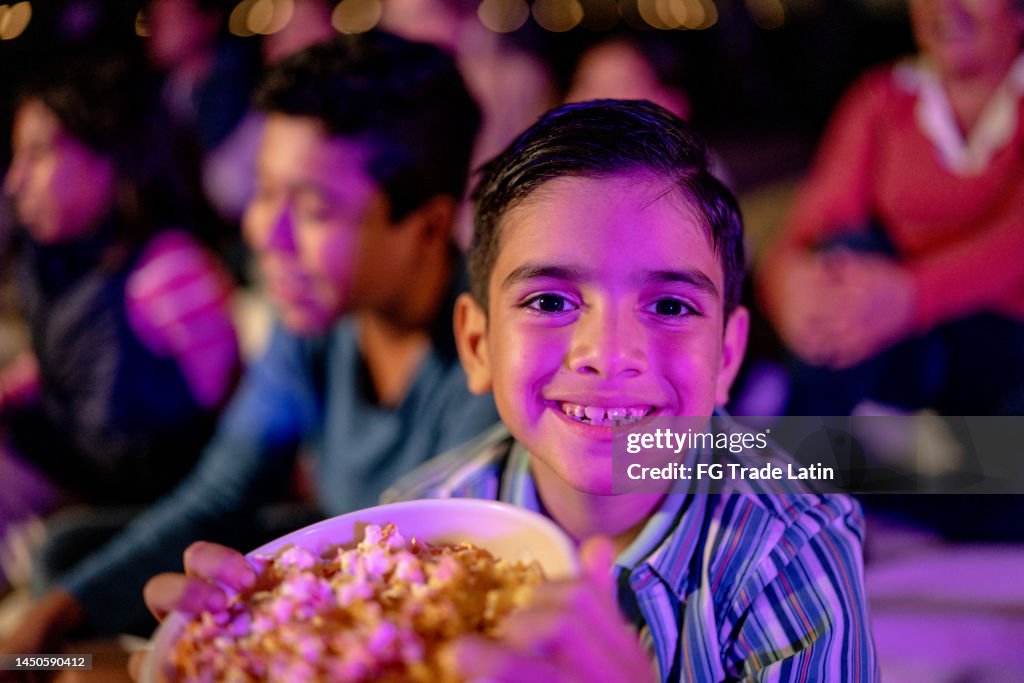 Portrait of boy at the outdoors cinema