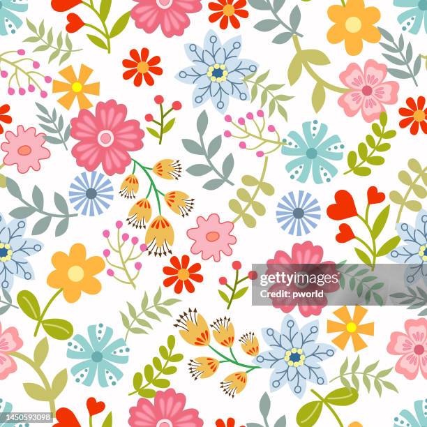 bildbanksillustrationer, clip art samt tecknat material och ikoner med floral seamless pattern . - flower vector