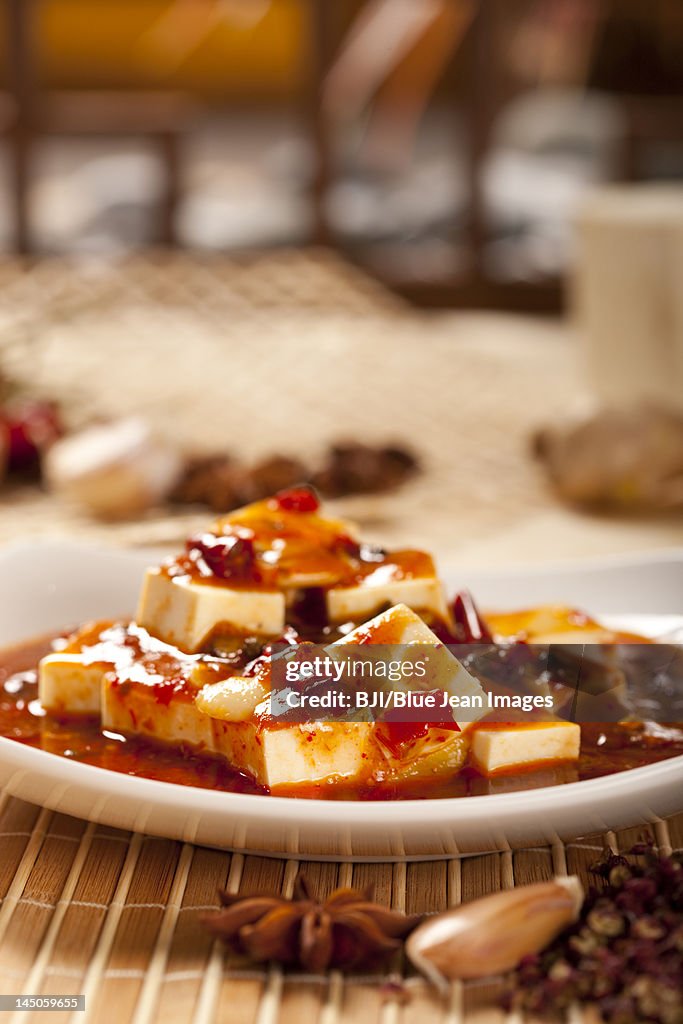 Close-up of Chinese Mapo Tofu