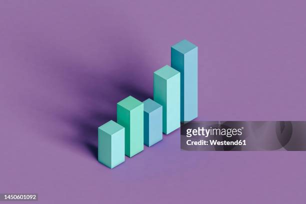 three dimensional render of pastel colored bar graph - 3d chart stock illustrations