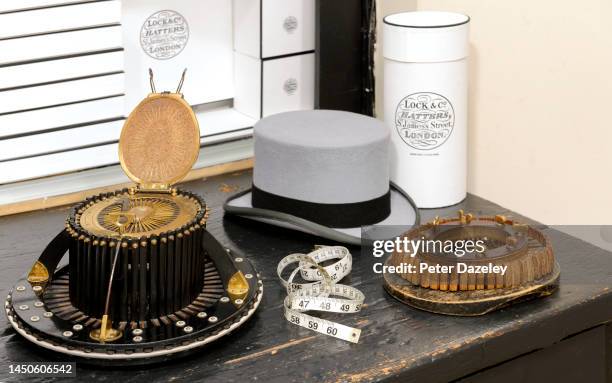 Measuring Device at Lock & Co. Hatters, the world's oldest hat shop on January 10,2018 in London, England. The company is responsible for the...
