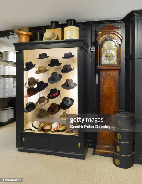 The Showroom at Lock & Co. Hatters, the world's oldest hat shop on January 10,2018 in London, England. The company is responsible for the origination...