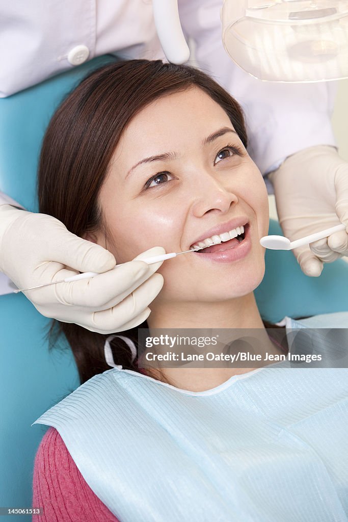 Patient receiving treatment in dental clinic