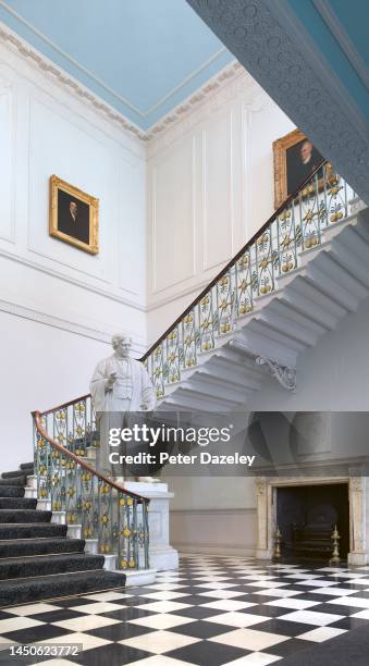 The staircase with statue of Michael Faraday at the Royal Institution on May 20,2013 in London, England.