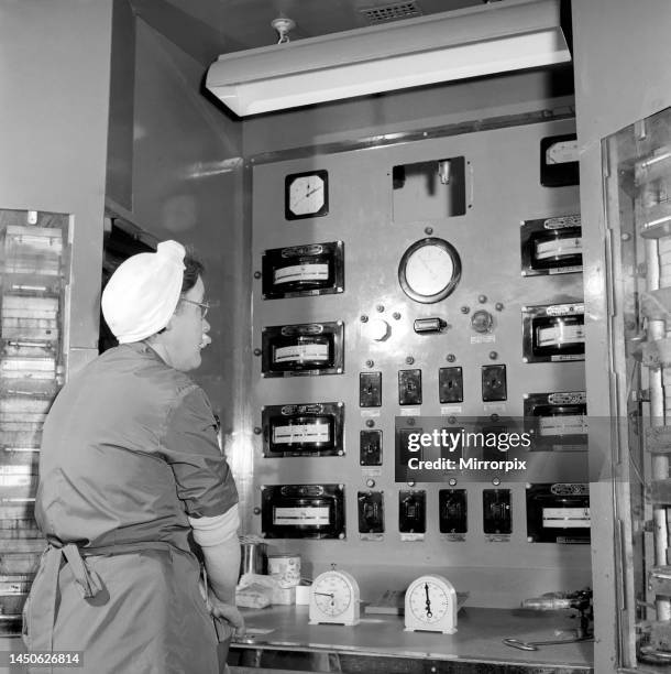 False teeth factory in Dundee: The factory that makes and bakes in their kiln false teeth for NHS dentists. Circa 1963.