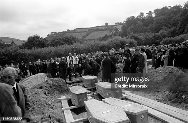 Funeral for the victims of the Lynmouth floods. August 1952.