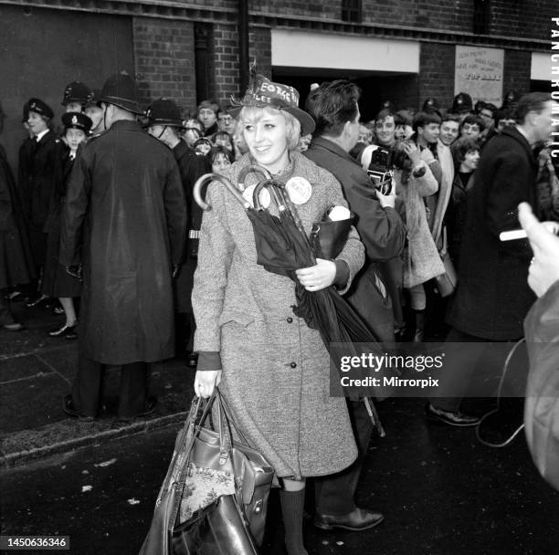 Year old Geraldine O'Connor from Brixton is delighted after getting tickets for the Beatles concert at Lewisham Odeon Theatre after queuing all...